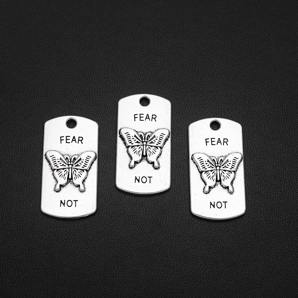 

4pcs/Lots 16x31mm Antique Silver Plated Not Fear Charms Butterfly Pendants For Diy Jewelry Making Findings Supplies Accessories
