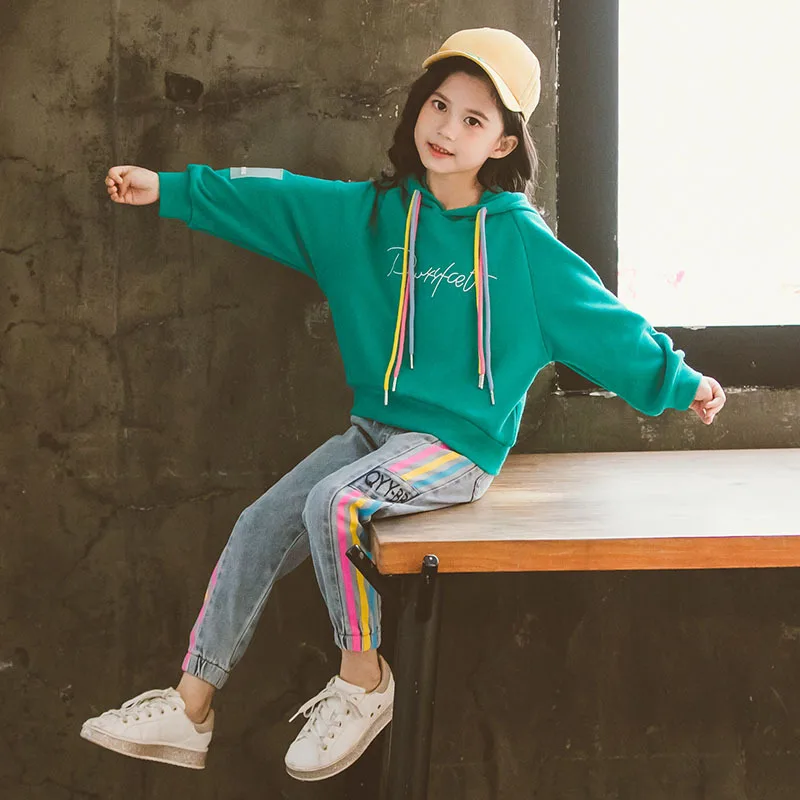 Весенние комплекты для девочек повседневная одежда корейские однотонные