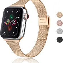 Slim Milanese strap For Apple Watch band 44mm 40mm 38mm 42mm 44 mm luxury metal watchband bracelet Apple watch series 6 5 4 3 se