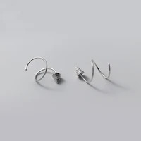 real 925 sterling silver cone spiral earrings cute geometric stud earring fine jewelry for women