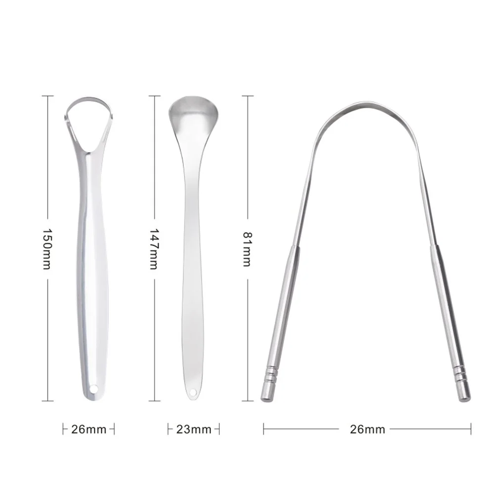 

3PCS/Set Tongue Scraper Stainless Steel Oral Tongue Cleaner Medical Mouth Brush Reusable TongueToothbrush Fresh Breath Cleaning