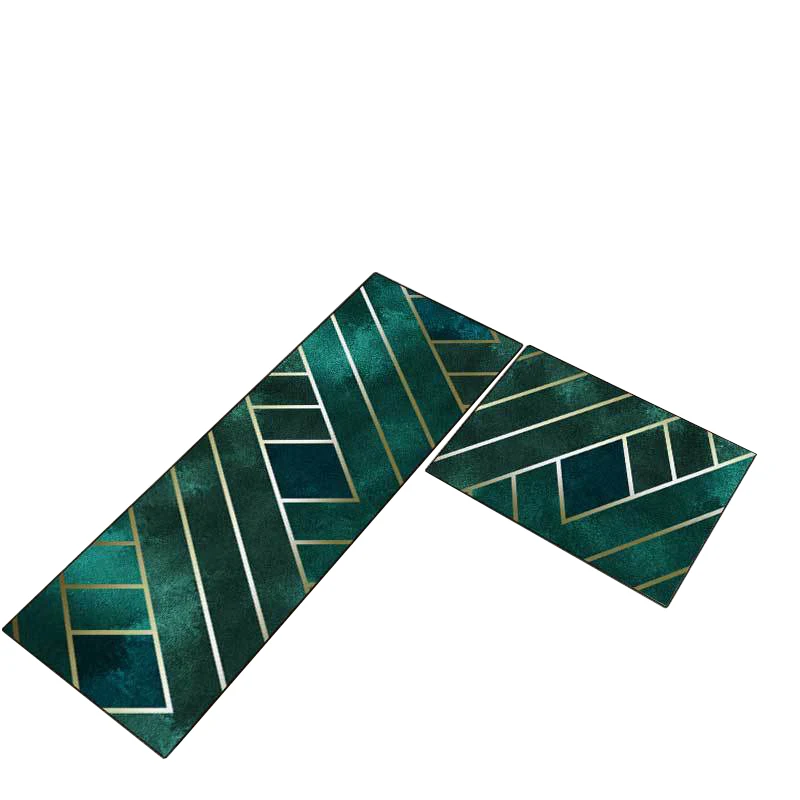 Зеленый кухонный ковер воздушный поцелуй в скандинавском стиле золотые