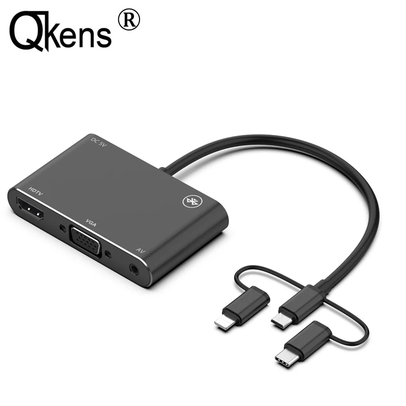 VGA HDMI Кабель адаптер для IPhone 11 Pro Max XS XR 6 7 8 Huawei P20 P30 Samsung S8 S9 S10 IOS Type C Android Phone To