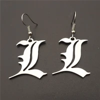 death note earrings double l yagami non mainstream stainless steel pendant with nickel free alloy fish hook anime women jewelry