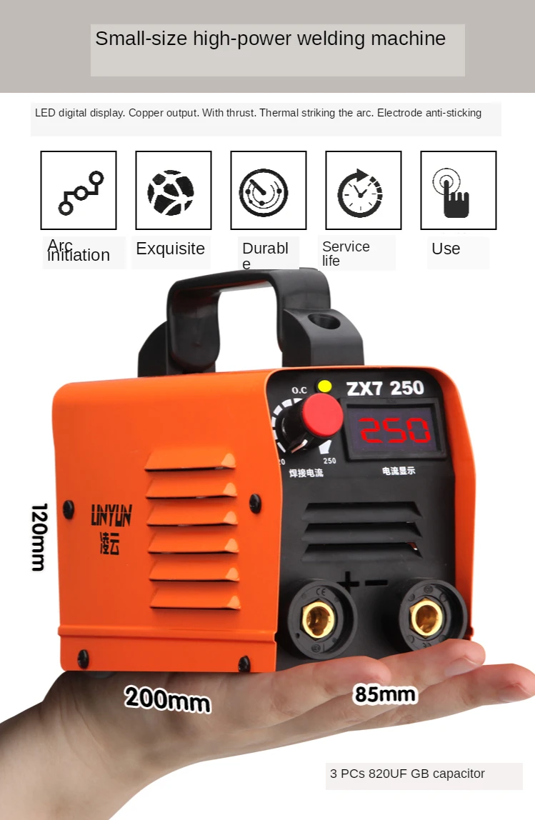

220V Inverter Arc Electric Welding Machine 20-250A 25KVA IP21 IGBT MMA ARC Welder Digital Display ZX7-250