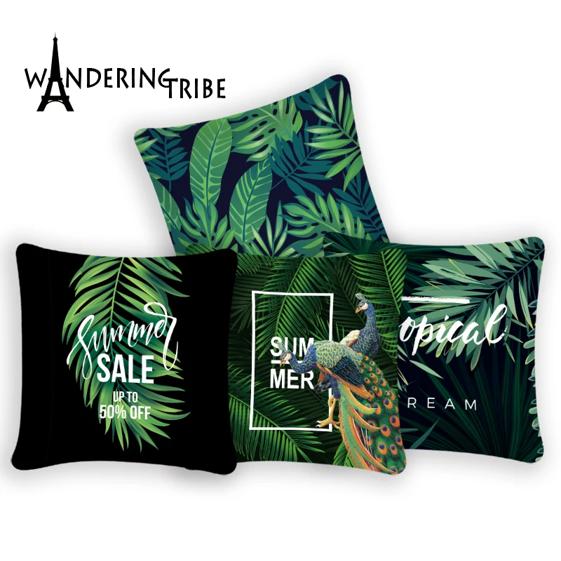 

Tropical Pineapple Monstera Summer Cushion Cover 45*45Cm Polyester Throw Pillows Sofa Home Decoration Cojines Tropicales