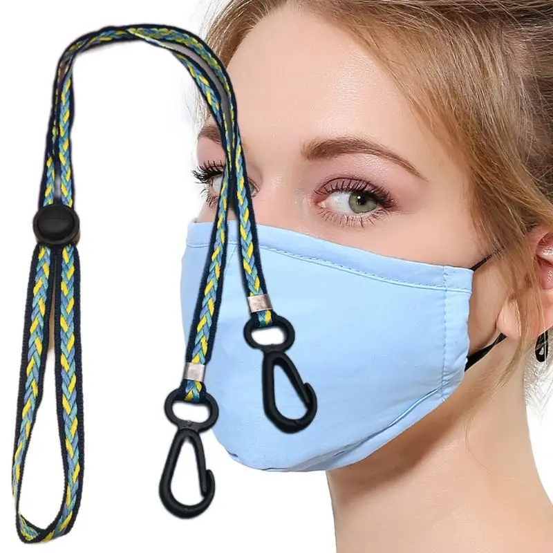 

5Pcs Adjustable Face Mask Anti-Lost Lanyard Multicolor Braided Weave Rest Ear Handy Chain Holder Mouth Cover Strap Rope