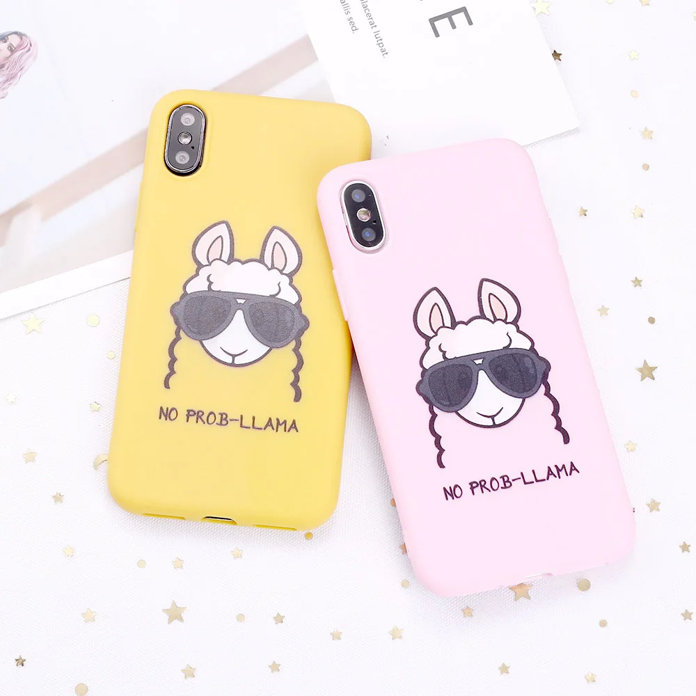 Для 11 Pro 8 8Plus X XR 7 7Plus XS Max 13 12 SE Милая лама Альпака мультяшная конфетная силиконовая