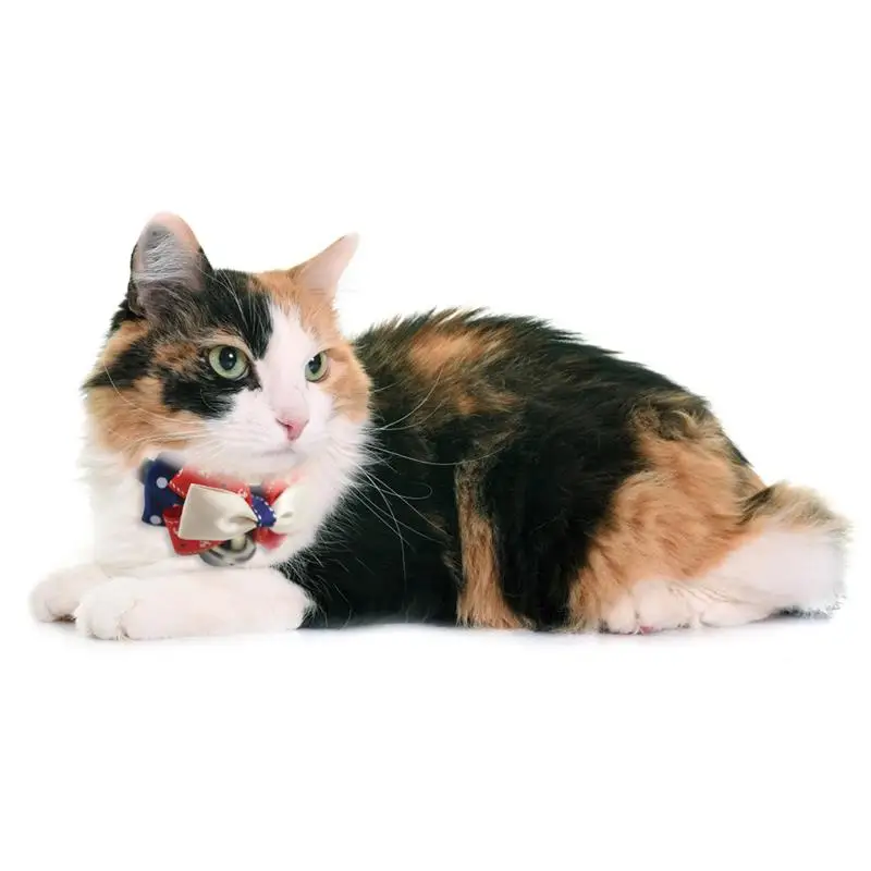 

2Pcs/Set Cat Collar Adjustable Printed Bowknot Kitten Puppy Chihuahua Collars With Bells Anti-Lost Cats Dogs Collars Accessories