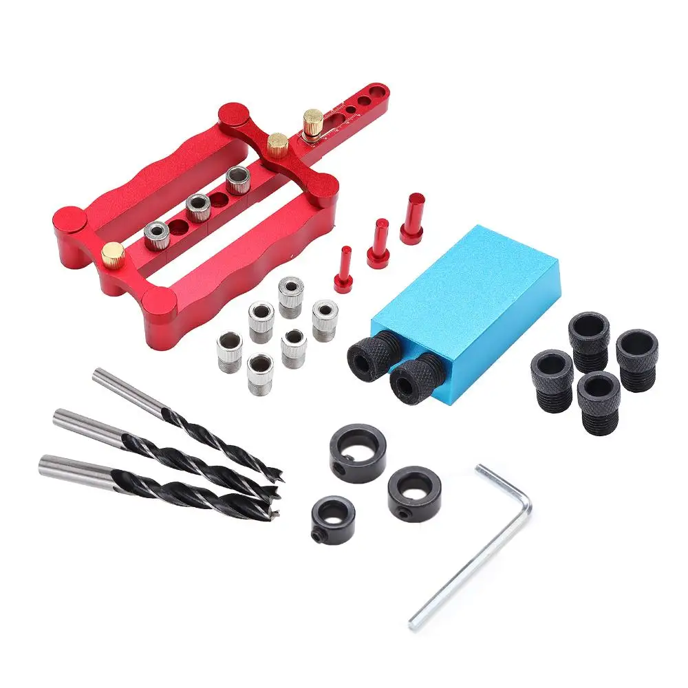 

Self Centering Dowelling Jig Woodworking Hole Locator Kit Aluminium Alloy Dowelling Jig Locator Pocket Hole Jig with Storage Box