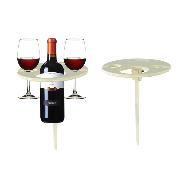 

Outdoor Folding Wine Table Wooden Picnic Camping Holders Portable Desktop Easy Carry Desk Furniture Event Beach Party Supplies