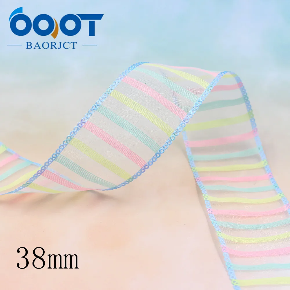 OOOT BAORJCT L-20325-186 38 мм 5 ярдов цветная Двусторонняя Цветочная прозрачная пряжа лента
