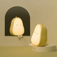cute fruit pear silicone night light usb rechargeable stepless dimming cartoon bedroom bedside soft light led atmosphere lamp