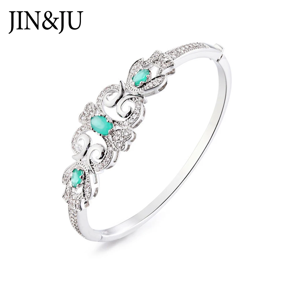 

JIN&JU Wholesale Cubic Zircon Women Bangles Rose Gold Color Cuff Bracelets Girlfriend Birthday Party Gift Fashion Jewellery