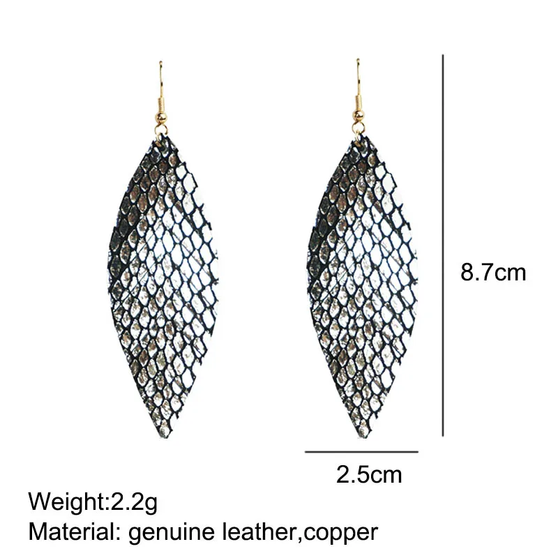 Новые блестящие серьги из натуральной кожи с перьями для женщин серебряные