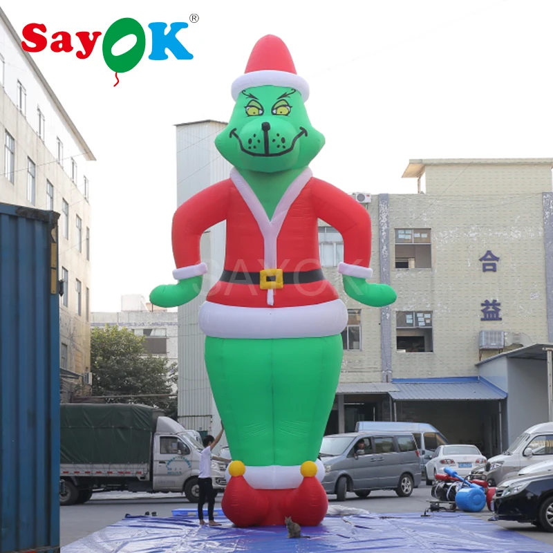Надувной Рождественский Grinch as Santa 10 футов и 28 футов высокий Рождественский Декор с белым светильник для магазина