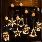 Светодиодный ные рождественские украшения лампы с присосками, снежинки, Дед Мороз, Рождественская елка Декоративный колокольчик с оленями, сказочные огни для дома, комнаты, украшения для стекла, окна