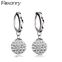 foxanry prevent allergy 925 stamp earrings creative charming women girl sparkling zircon birthday party bride jewelry