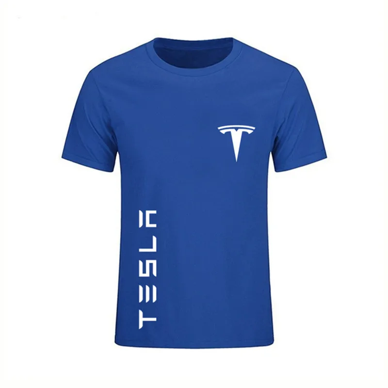 Мужская футболка Tesla с электрическим автомобилем хлопковая брендовая одежда