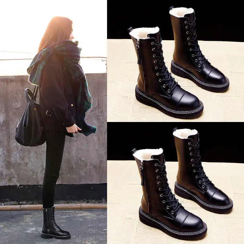 Boots Women Shoes PU Woman Wedge Solid Color Fashion Winter Ankle New Short Fur Warm Sho | Мать и ребенок