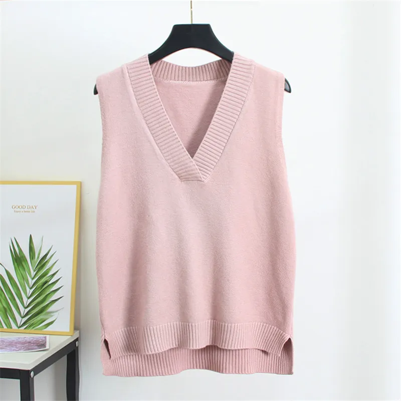 Женский вязаный жилет с V-образным вырезом без рукавов | Женская одежда