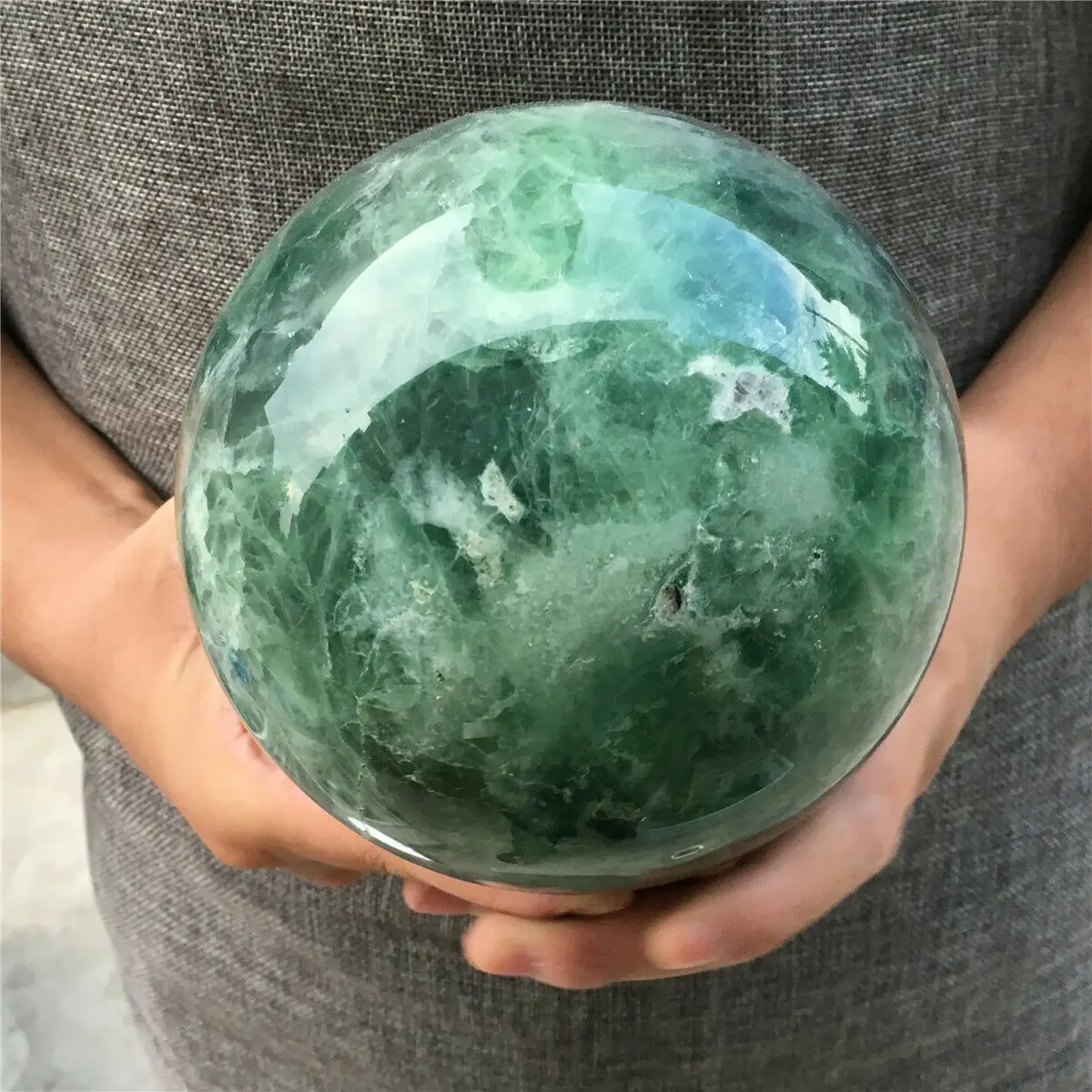 

Natural green fluorite Quartz Sphere Crystal Ball Healing