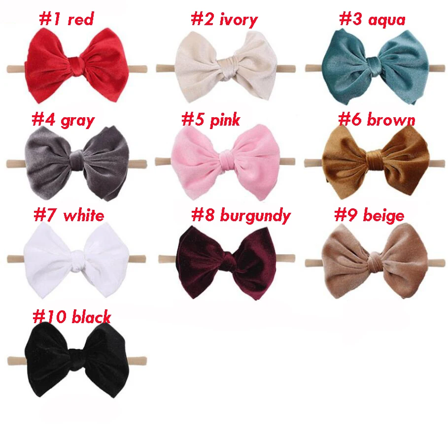 Бархатные нейлоновые повязки на голову для девочек мягкие Однотонные эластичные