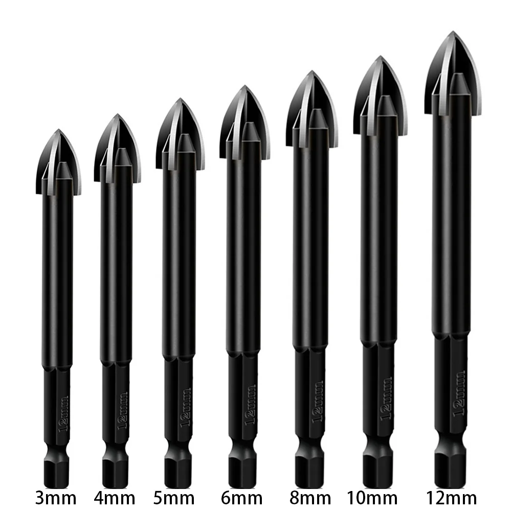 

1pc Drill Bit Universal Drilling Tool Cross Hex Tile Bits Glass Ceramic Concrete Hole Opener Alloy Triangle Drill Utility Tools