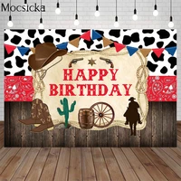 mocsicka western cowboy theme backdrops cows wooden board child birthday party decor banners photography background photo studio