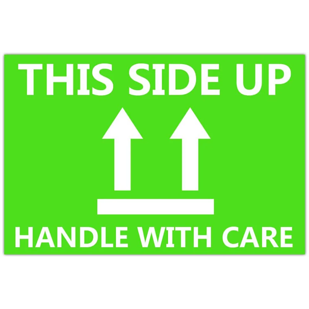 Флуоресцентная хрупкая ручка с ярлыком для доставки 2X3 дюйма 250 шт. эта сторона