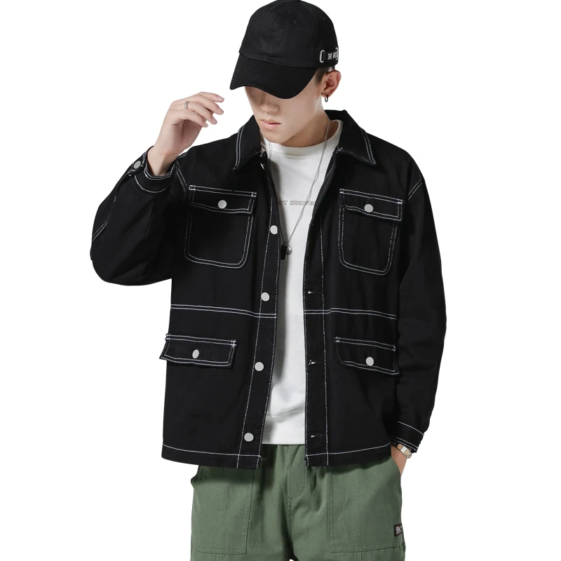 Мужская джинсовая куртка-бомбер модная уличная одежда в стиле Харадзюку пальто