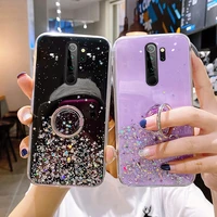 ultra thin ring cute bling glitter silicone phone case for xiaomi redmi note 10 9 8 mi 12 11 t lite pro luxury sequins cover