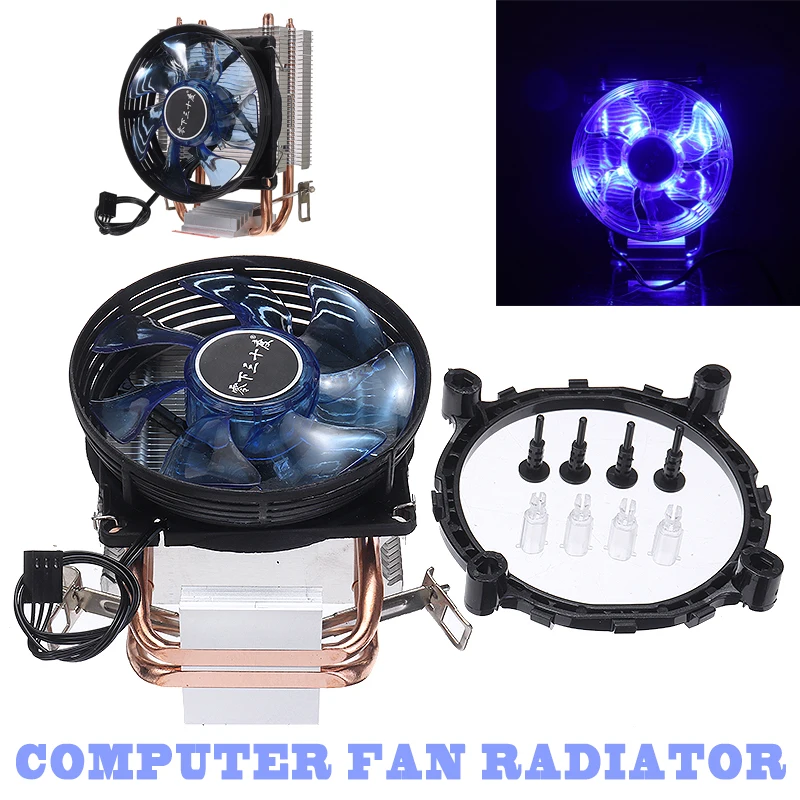 1 шт. синий светодиодный Процессор кулер вентилятор Радиатор охлаждения Замена