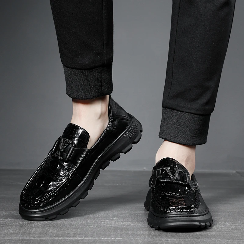 

Leather Men Shoes Luxury Designer 2021 Italian Casual Slip on Formal Loafers Men Man Moccasins Italian Black Male Driving Shoes