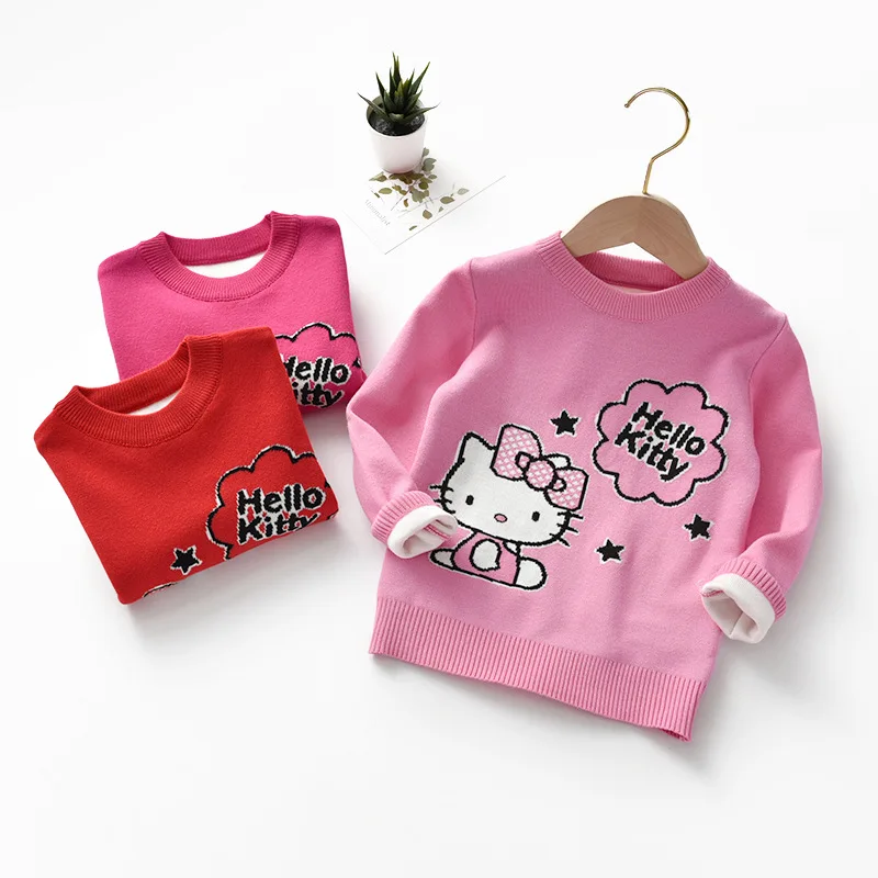 Свитер для девочек с принтом Hello Kitty толстый новогодний свитер