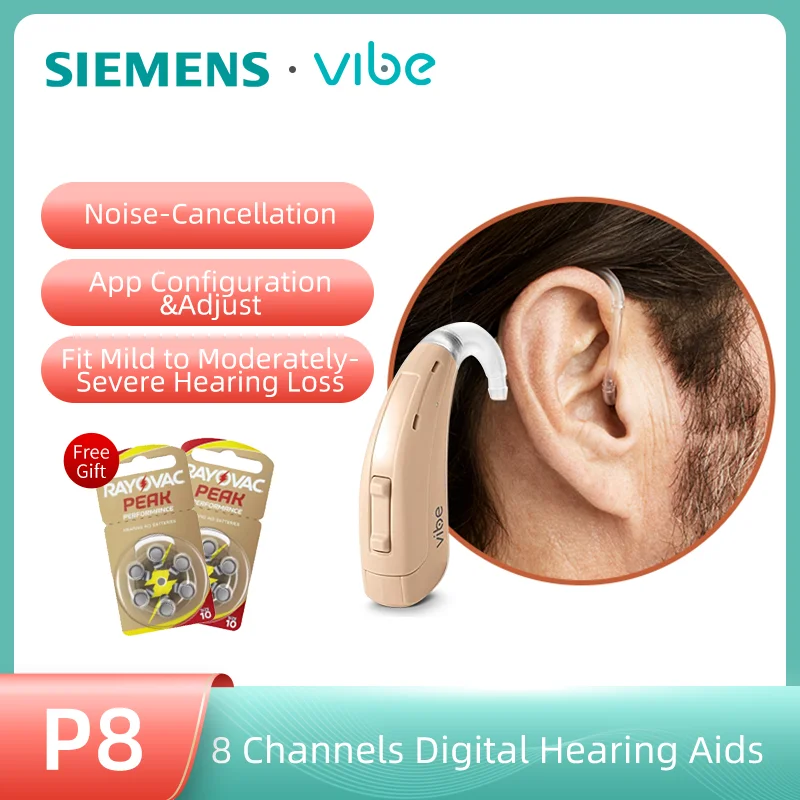 

Мощные слуховые аппараты Siemens Vibe для умеренной и тяжелой глухоты, 8 каналов, персональный программируемый усилитель звука