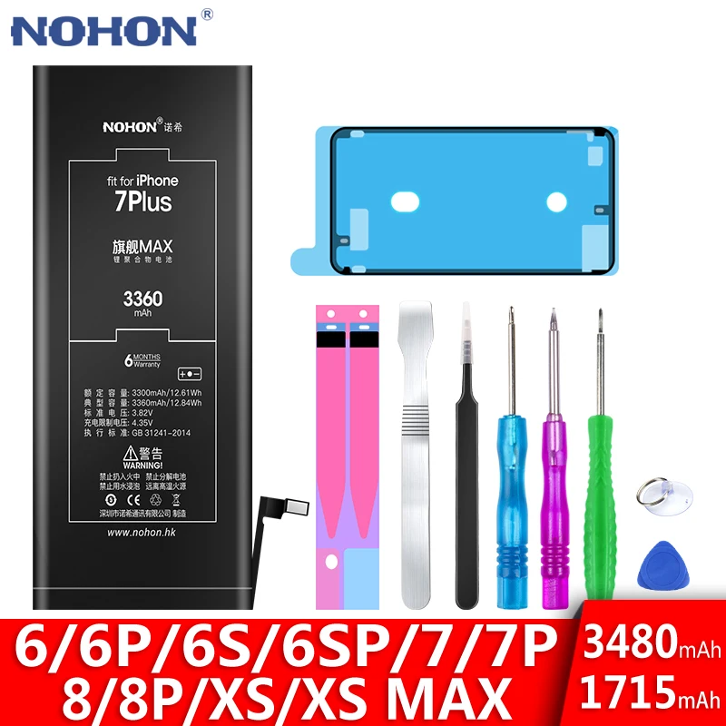 NOHON батарея для Apple iPhone 6 6S 7 8 Plus Xs Max аккумулятор 6Plus 7Plus 8Plus iPhone6 iPhone7 iPhone8 Замена литий-полимерная батарея