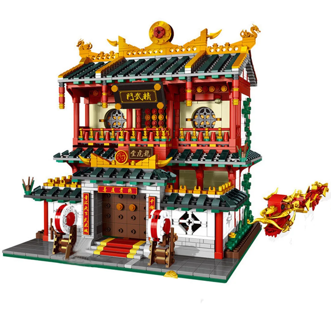 

hot city architecture Creative Street view Chinese chinatown Kung Fu Martial Arts Club building block model bricks toys for gift