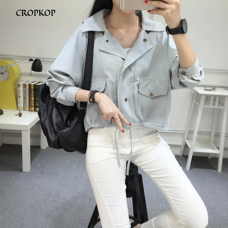 Модная Корейская дикая свободная однотонная короткая джинсовая куртка для