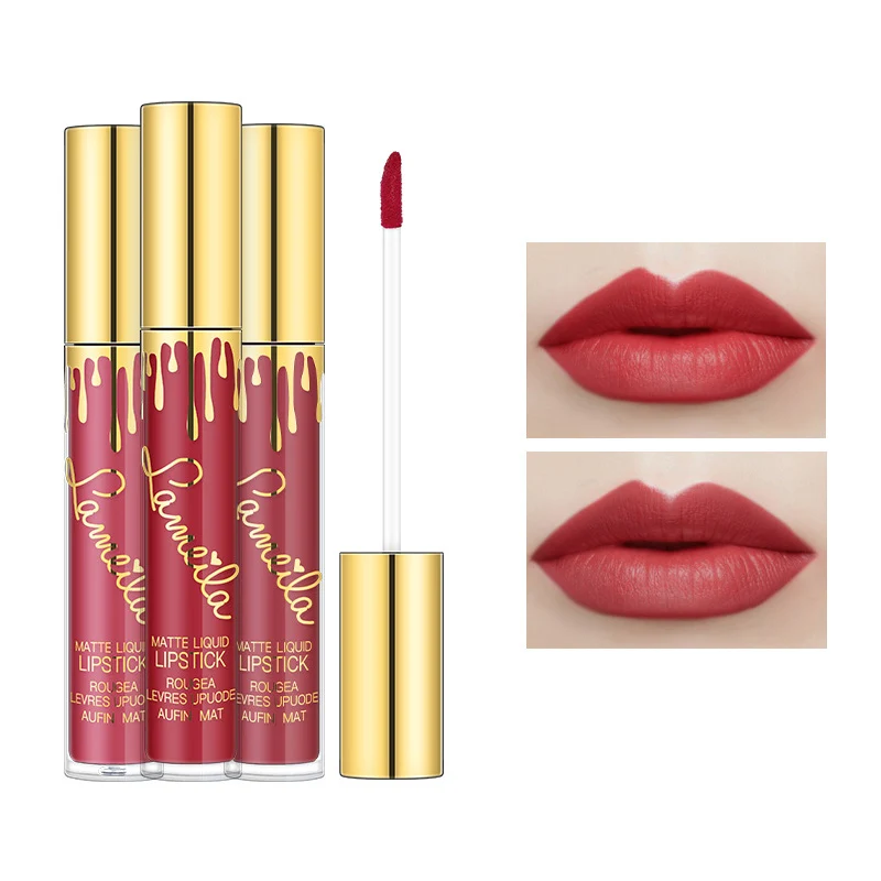 Жидкая помада 12 цветов матовый макияж водостойкая красная долговечный блеск