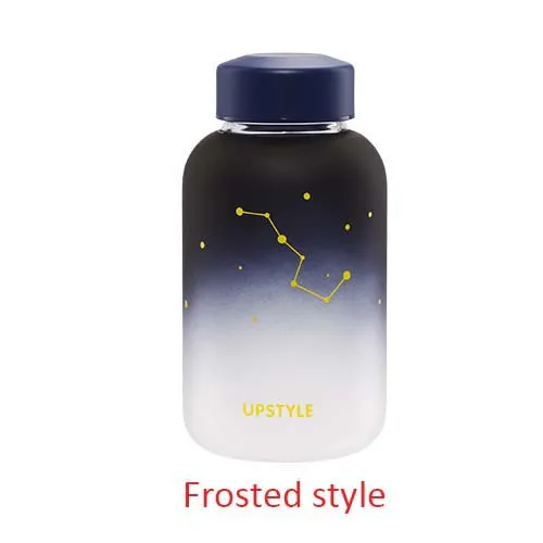Frosted style Симпатичная стеклянная питьевая бутылка с созвездием неба, портативная Спортивная бутылка для воды, моя бутылка, кавайные бутылки для напитков для девочек - Цвет: Frosted style