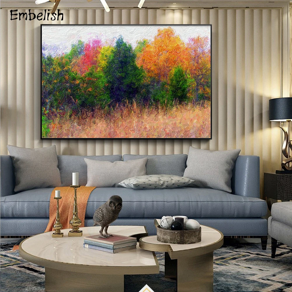 

1 Pieces Abstract Colorful Trees Landscape HD Spray Canvas Oil Paintings For Living Room Modern Home Decor Pictures Wall Poster