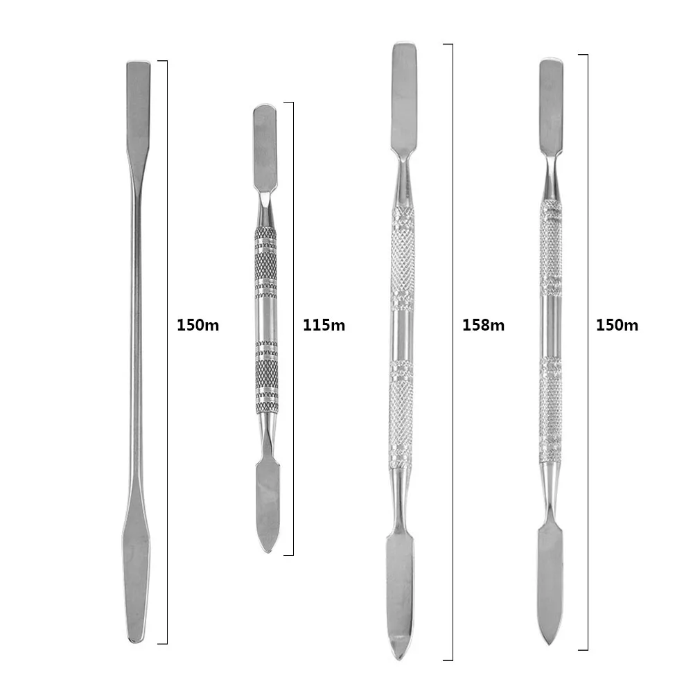 

7 Types Stainless Cuticle Pusher Nail Art Stirring Polish Powder Blend Spatulas Tone Rods Palette Manicure Remover Makeup Tools