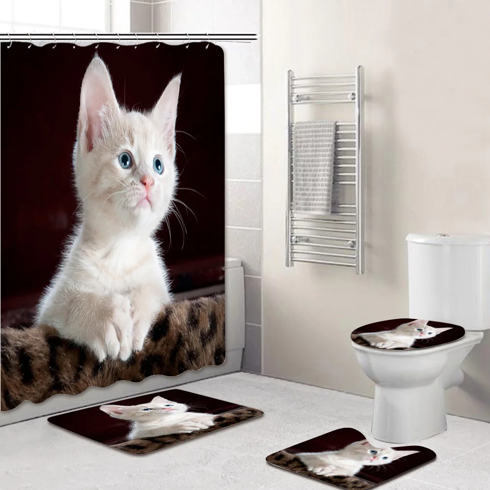 Милая Черная кошка нескользящий коврик для ванной комнаты прочная