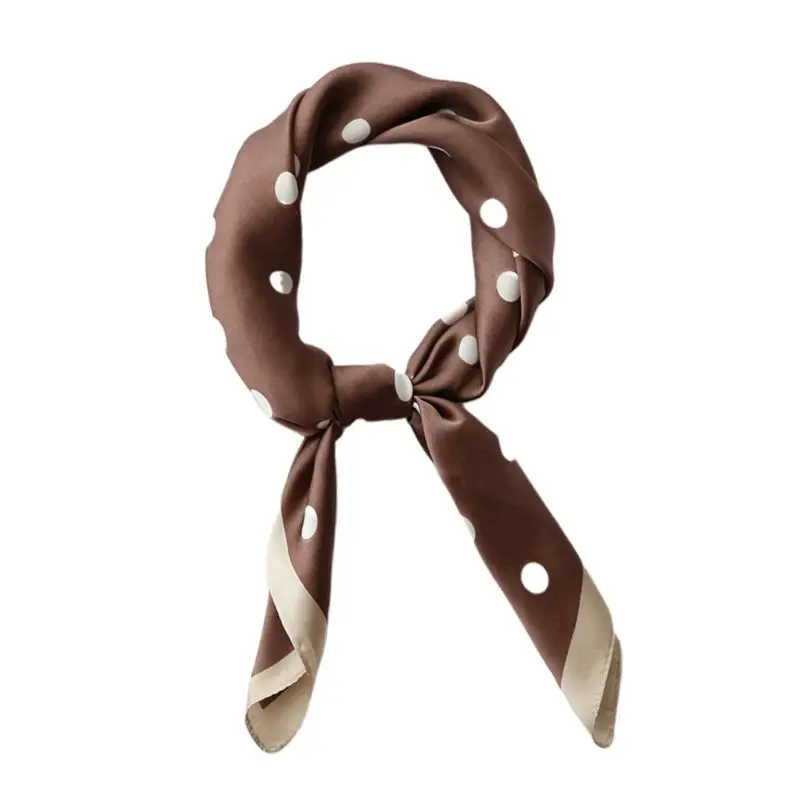 

Женский корейский квадратный шарф из искусственного шелка, 70x70 см, милая бандана карамельных цветов в ретро-стиле с принтом в горошек и поло...