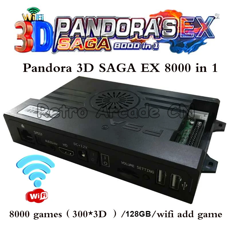 

Бесплатная доставка, Pandora 3D Сага EX 8000 в 1, аркадные игры 300 * 3d, сохраняющий многопользовательский джойстик, аркадная игровая консоль, шкаф 4 иг...