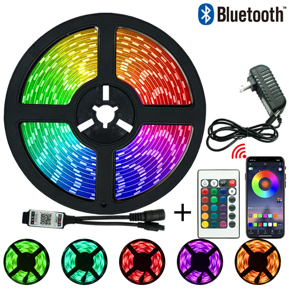 

Bluetooth Светодиодная лента 5050 RGB 2835 Гибкая лампа лента с диодом 12 В постоянного тока 7,5 м 10 м 20 м Wi-Fi фута Новый Рождественский праздник