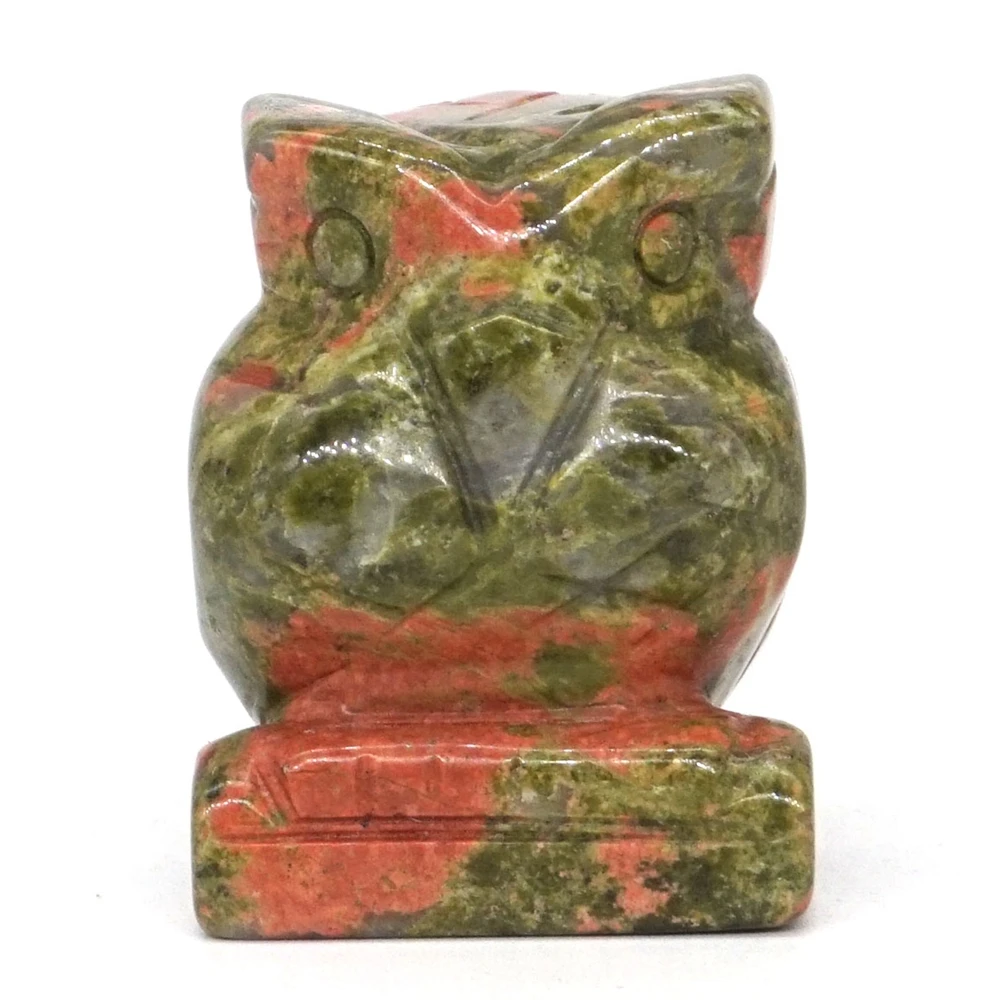 

Owl Figurine Natural Gemstone Crystals Healing Reiki Quartz Stone Carving Crafts Room Decoration Animal Statue Decor Gifts 1.5"
