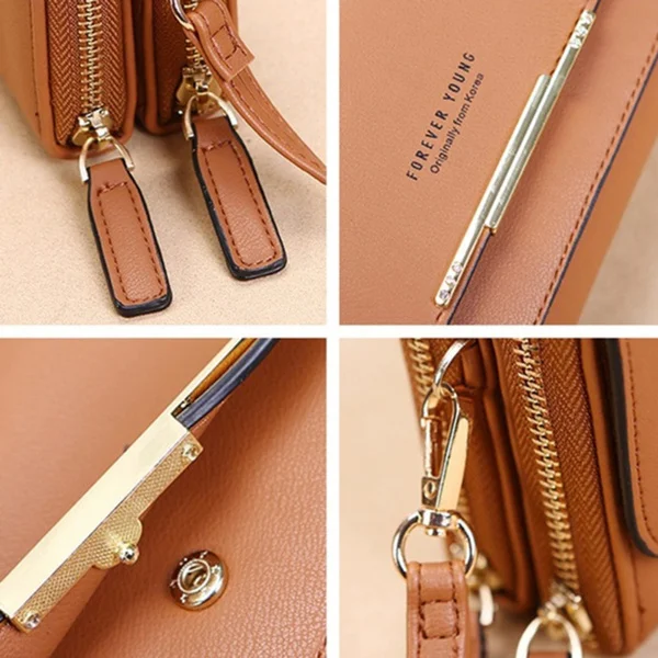 

RFID Women Crossbody Bag Fashion Leather Satchel 2 Layer Shoulder Bag Messenger Bag Large Capacity Long Wallet Purse Card Holder