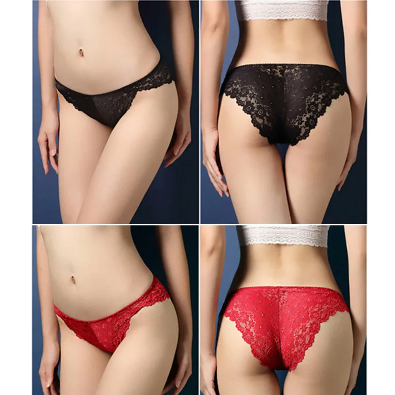 

erotic Large size Luxury women's underwear sexy lace transparent temptation briefs low-waist buttocks hollow panties xxl